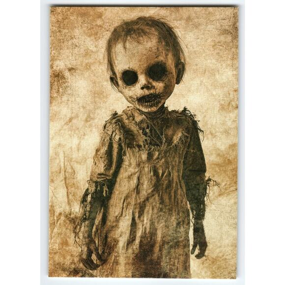 Vintage Halloween Creepy Doll Photochrome Postcard 5.5x4 Inch - Picture 1 of 2